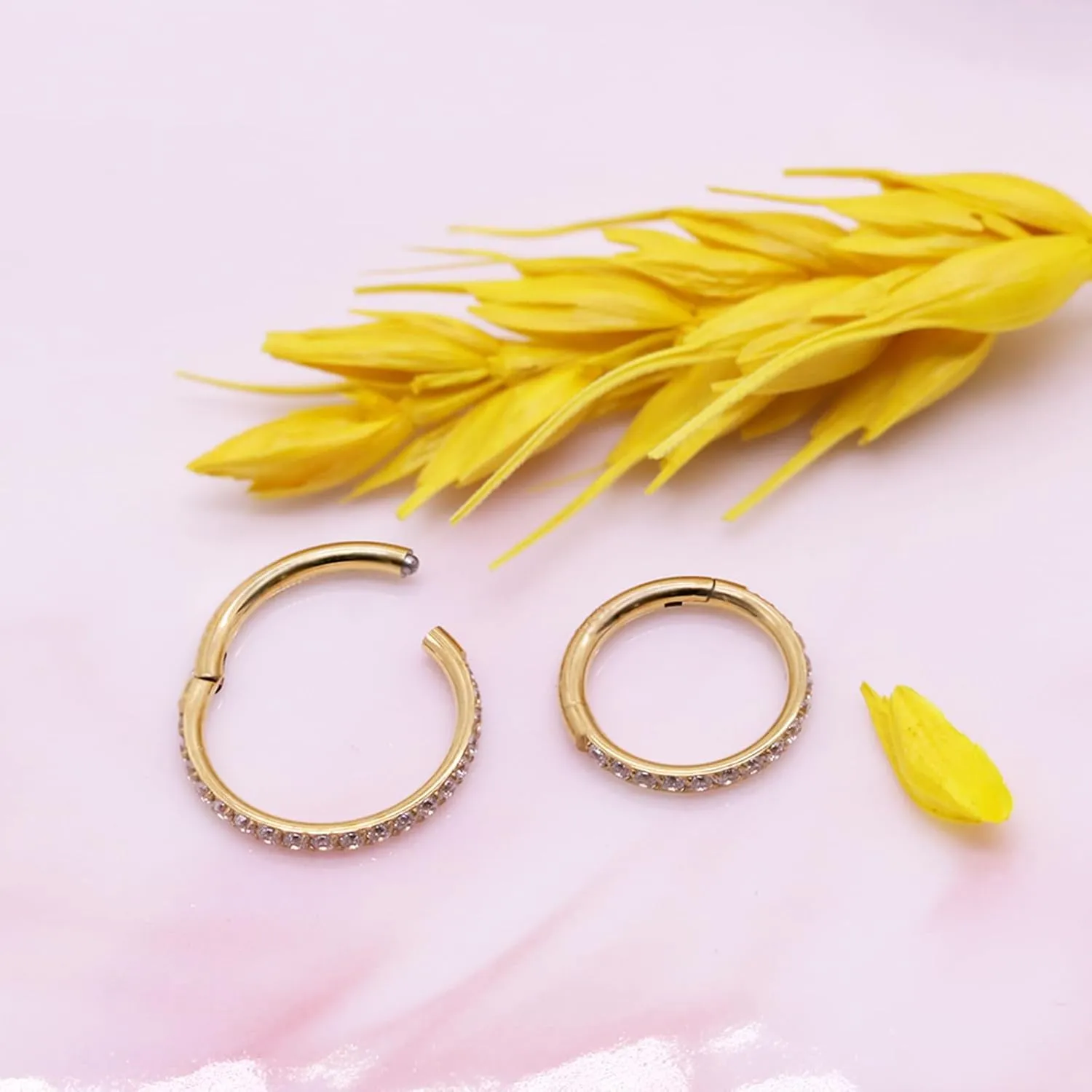 14K Gold Filled Septum Rings Hoop 16G 8mm/10mm 316L Segment Nose Rings for Men, Cartilage Clicker Hoop Earrings for Rook, Daith, Tragus, Hypoallergenic.