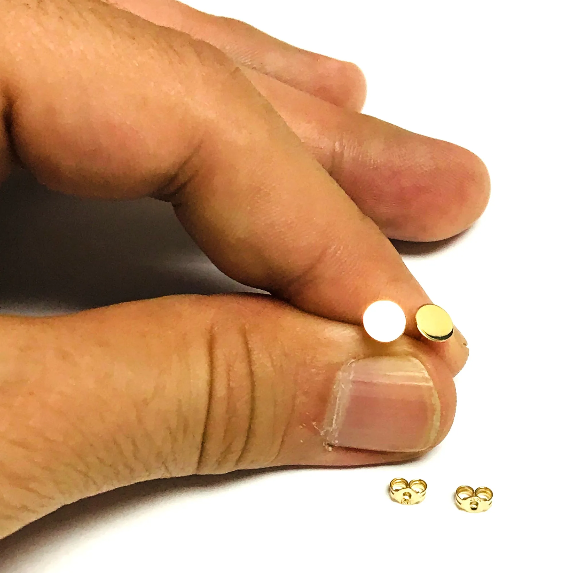 14k Yellow Gold Round Plate Stud Earrings