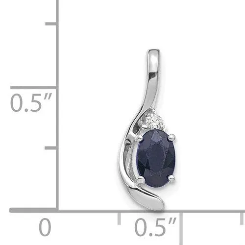 14KT GOLD 1/2CTW OVAL SAPPHIRE & ROUND DIAMOND PENDANT