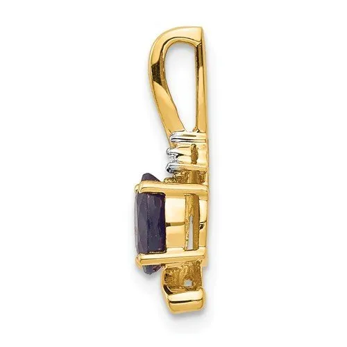 14KT GOLD 1/2CTW OVAL SAPPHIRE & ROUND DIAMOND PENDANT