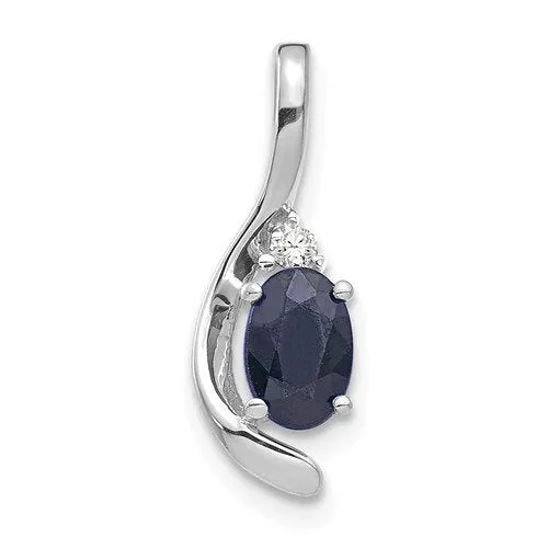 14KT GOLD 1/2CTW OVAL SAPPHIRE & ROUND DIAMOND PENDANT
