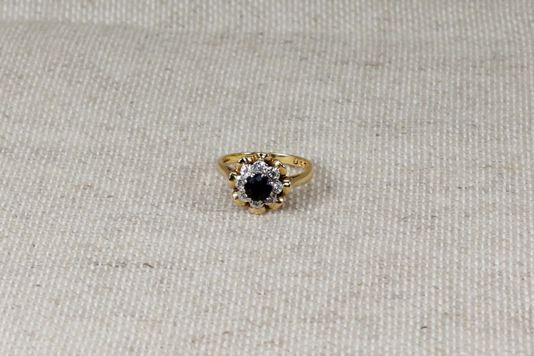 18ct Gold Sapphire & Diamond Cluster Ring