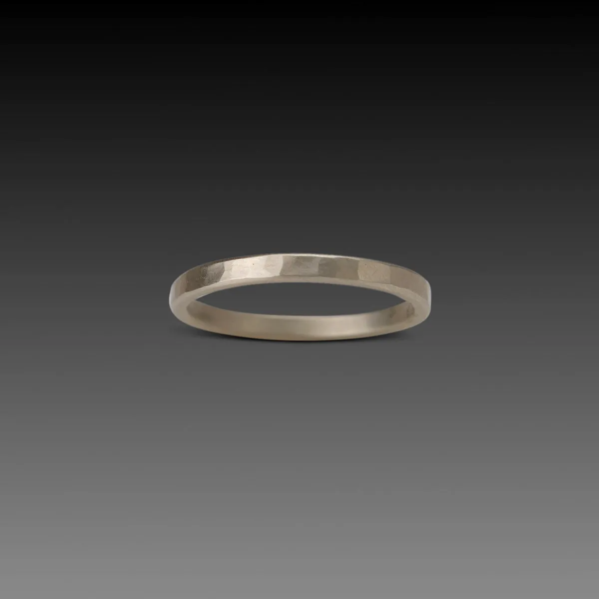 2mm Hammered White Gold Band