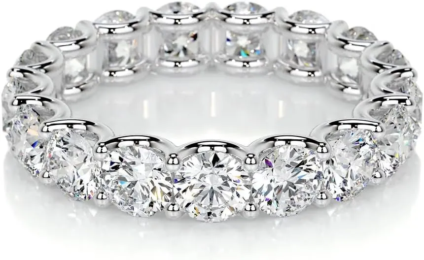 3.2 carats Round Cut Wedding bands for women Moissanite wedding bands Platinum Plated Silver womens wedding rings