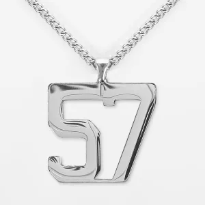 57 Number Pendant with Chain Kids Necklace - Stainless Steel