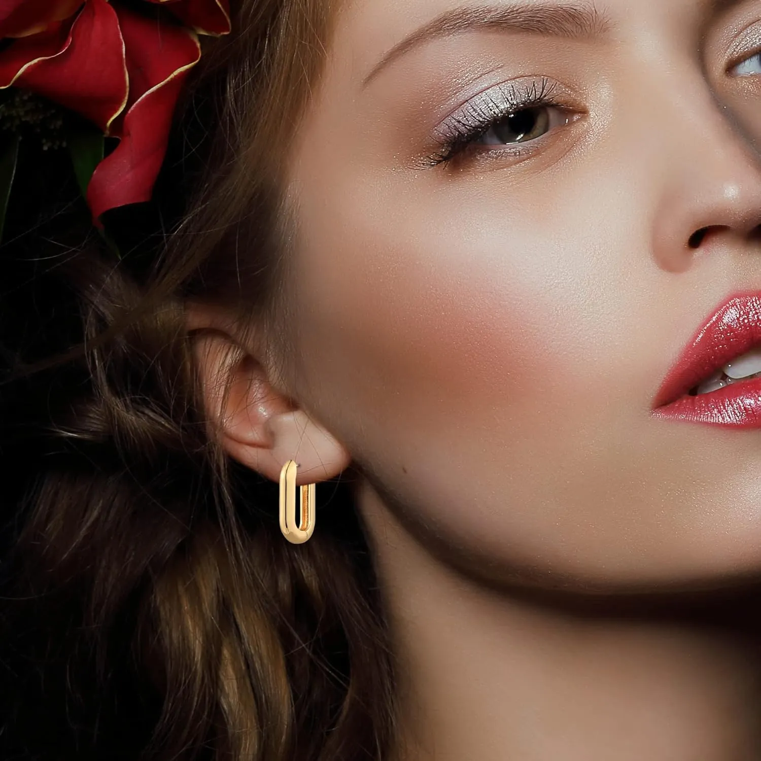 9 Pairs Gold Chunky Hoop Earrings Set for Women, 14K Gold Plated Twisted Huggie Hoop Earring Hypoallergenic, Lightweight Thick Open Hoops Earrings Jewelry Gifts.