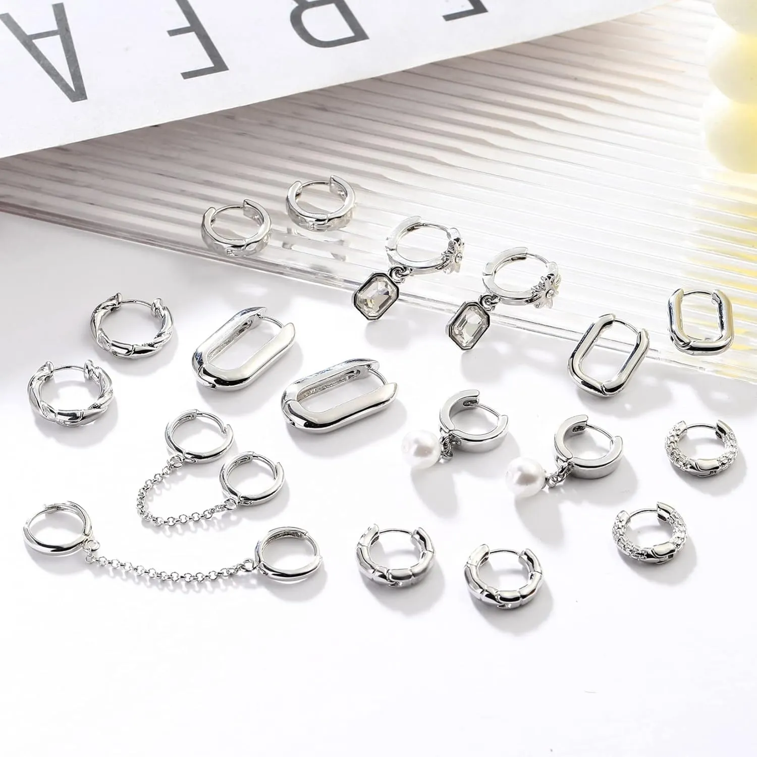 9 Pairs Gold Chunky Hoop Earrings Set for Women, 14K Gold Plated Twisted Huggie Hoop Earring Hypoallergenic, Lightweight Thick Open Hoops Earrings Jewelry Gifts.