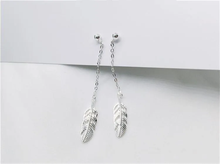 925 Sterling Silver Feather Earrings