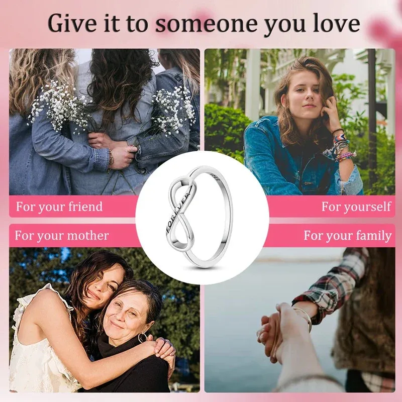 925 Sterling Silver Infinite Symbol Ring Elegant Wedding Jewelry