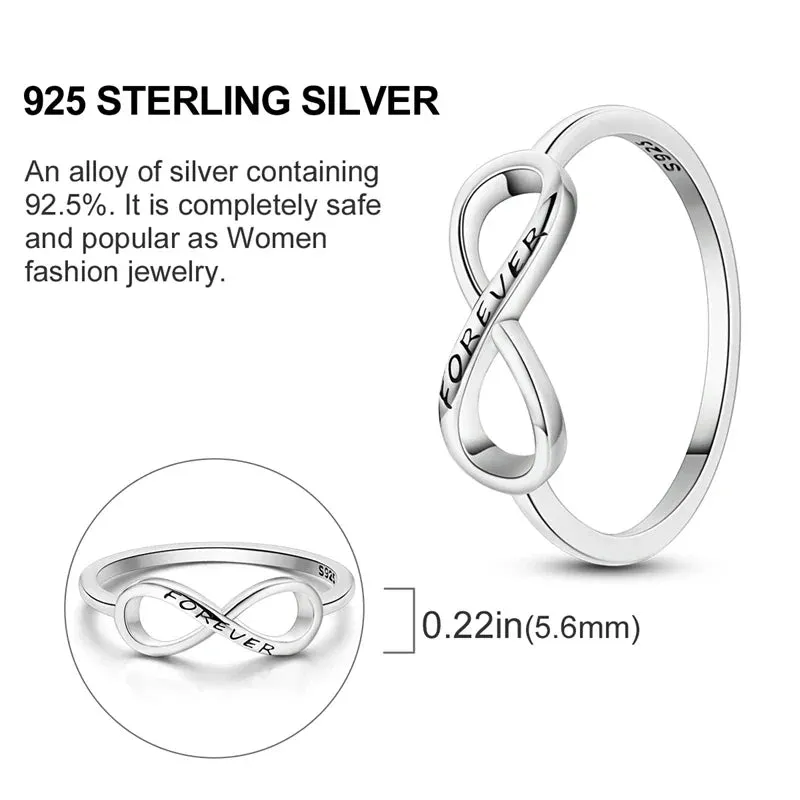 925 Sterling Silver Infinite Symbol Ring Elegant Wedding Jewelry