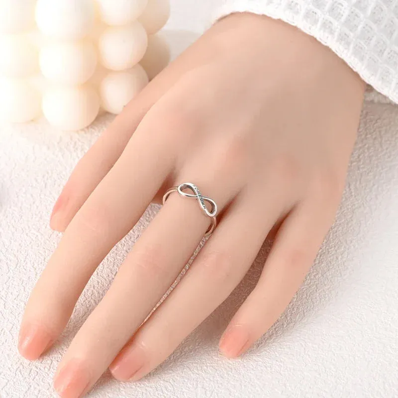 925 Sterling Silver Infinite Symbol Ring Elegant Wedding Jewelry