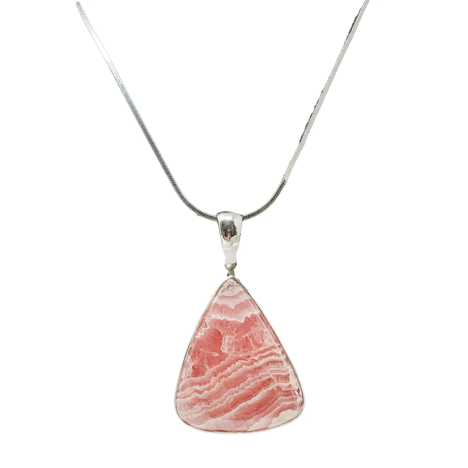 925 Sterling Silver Triangular Rhodochrosite Pendant
