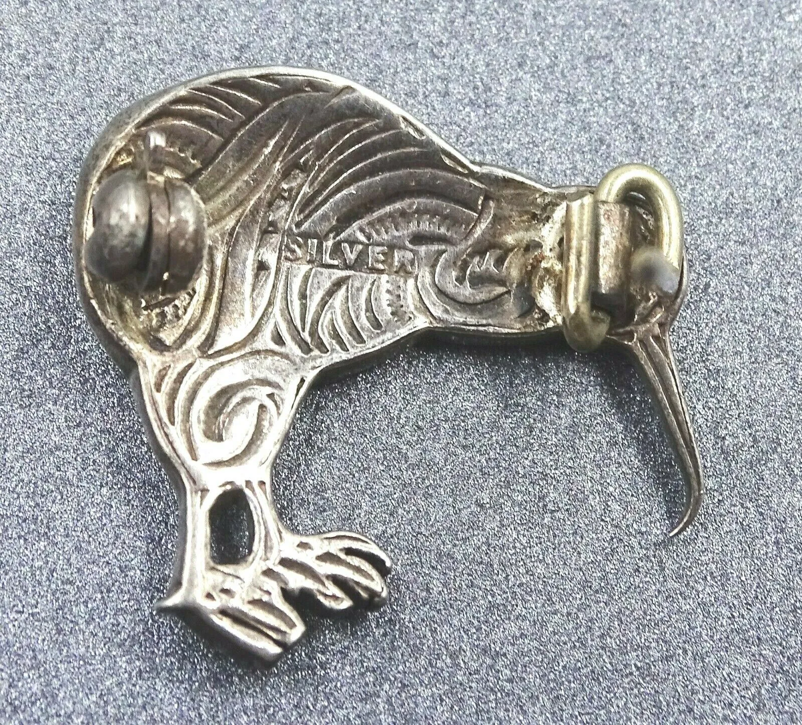 Abalone/Paua/Mother of Pearl Sterling Silver Kiwi Brooch
