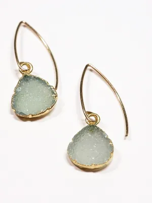 Aqua Druzy Teardrop Earrings