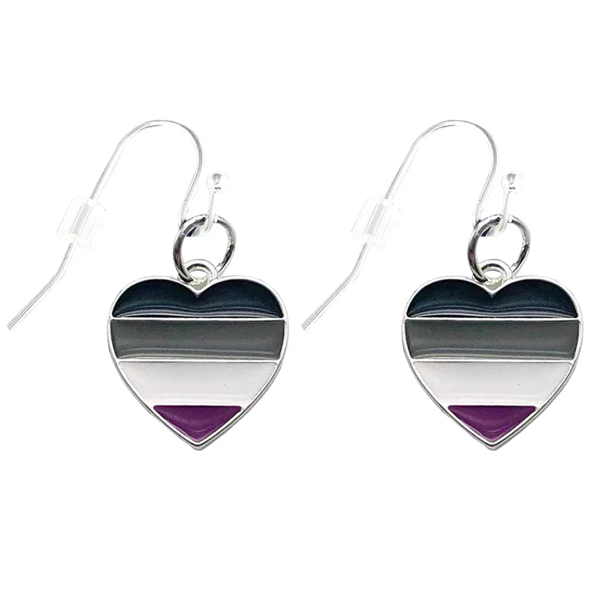 Asexual Silver Plated Heart Shaped Earrings