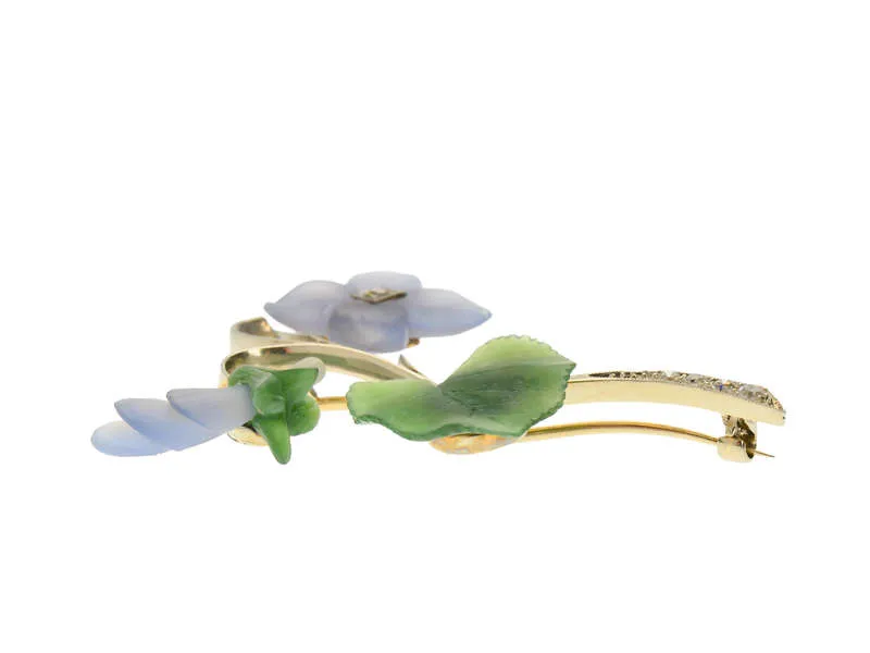 Austrian Carved Gemstone Floral Brooch
