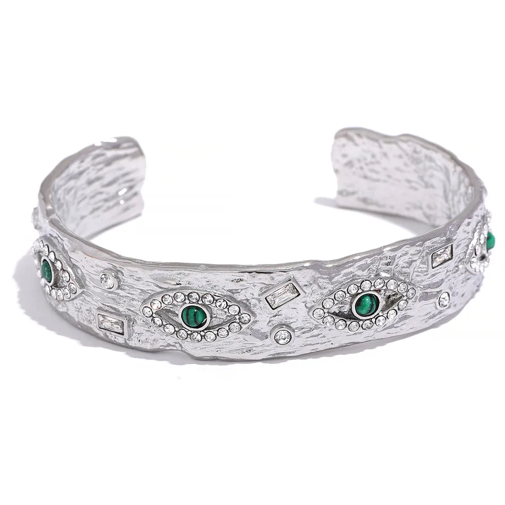 Charm Eye Zircon Vintage Cuff Open Bracelet
