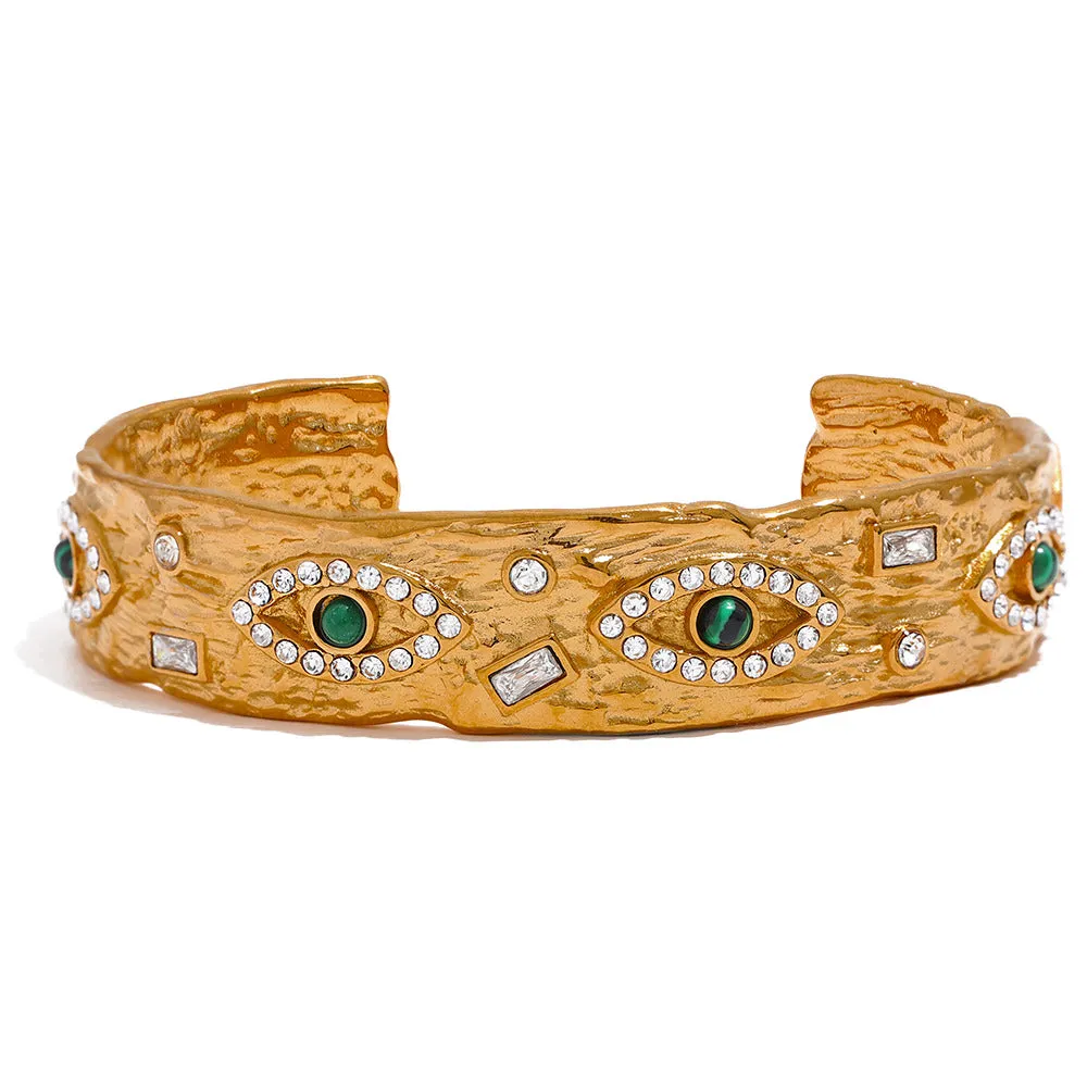 Charm Eye Zircon Vintage Cuff Open Bracelet