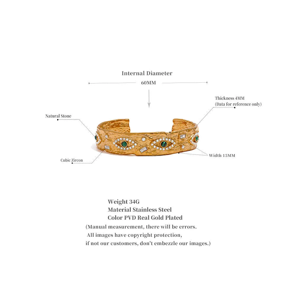 Charm Eye Zircon Vintage Cuff Open Bracelet