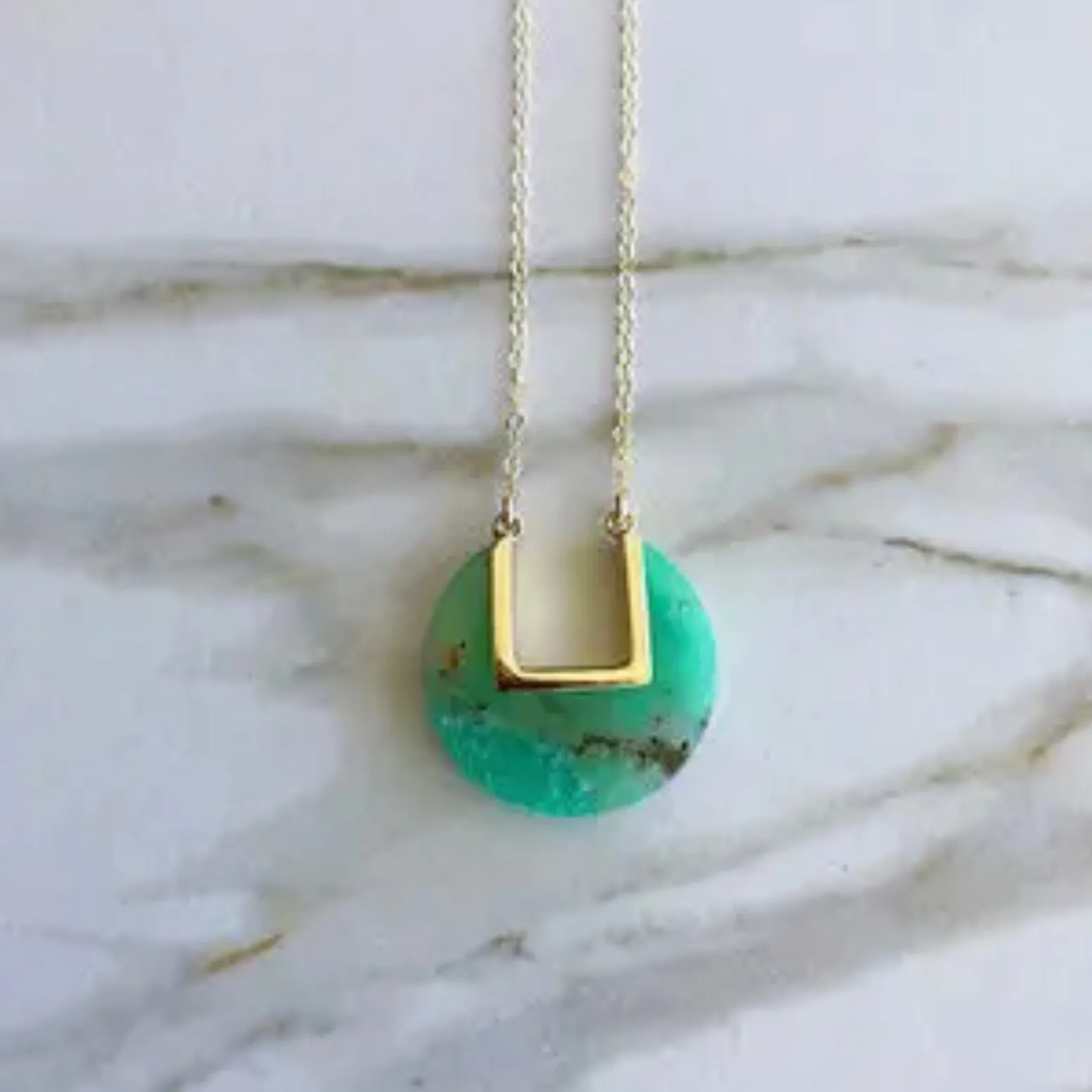 Chrysoprase Coin Pendant