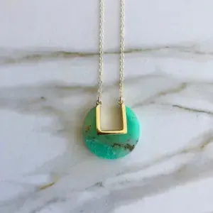 Chrysoprase Coin Pendant