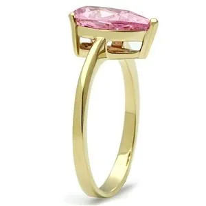 CJG1499 Wholesale CZ Gold Stainless Steel Rose Marquise Engagement Ring