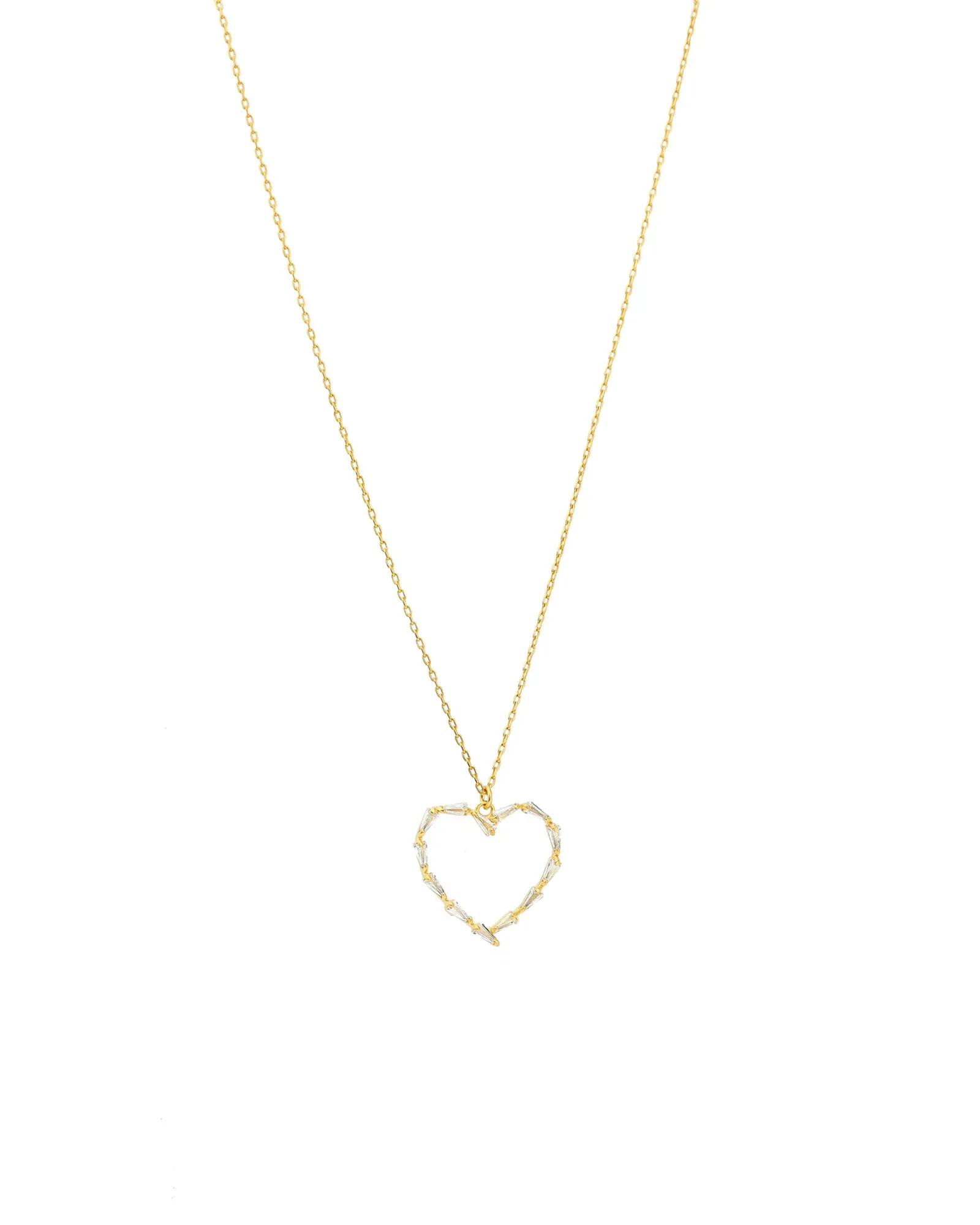 Cut Out Heart Baguette Necklace