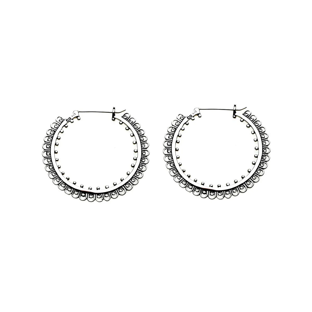Dharmachakra Grand Sterling Silver Hoop Earring