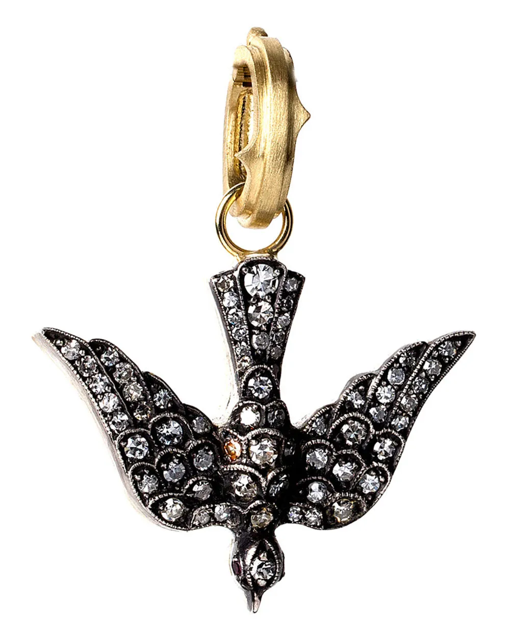 Diamond and Ruby Swallow Pendant