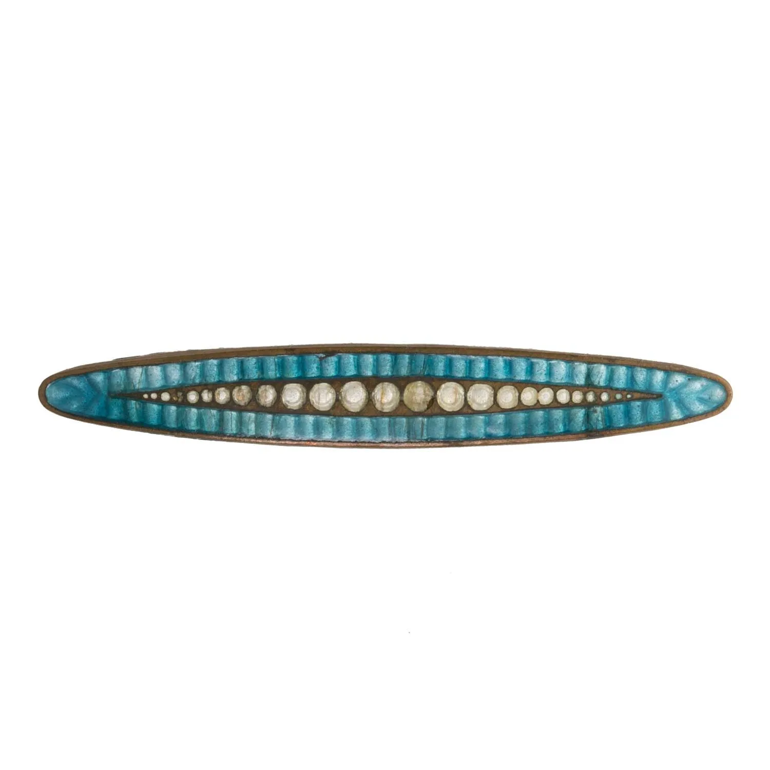 Edwardian guilloche enamel on brass bar pin. pnan57