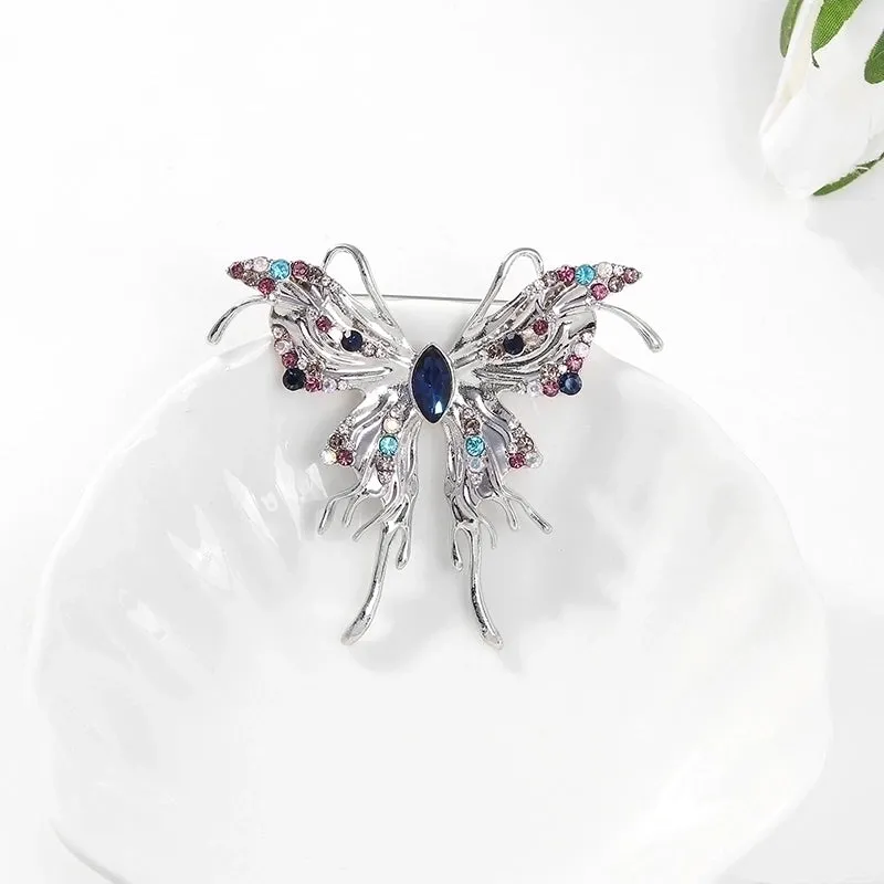 Fashion Butterfly Alloy Plating Inlay Artificial Rhinestones Women's Brooches 1 Piece