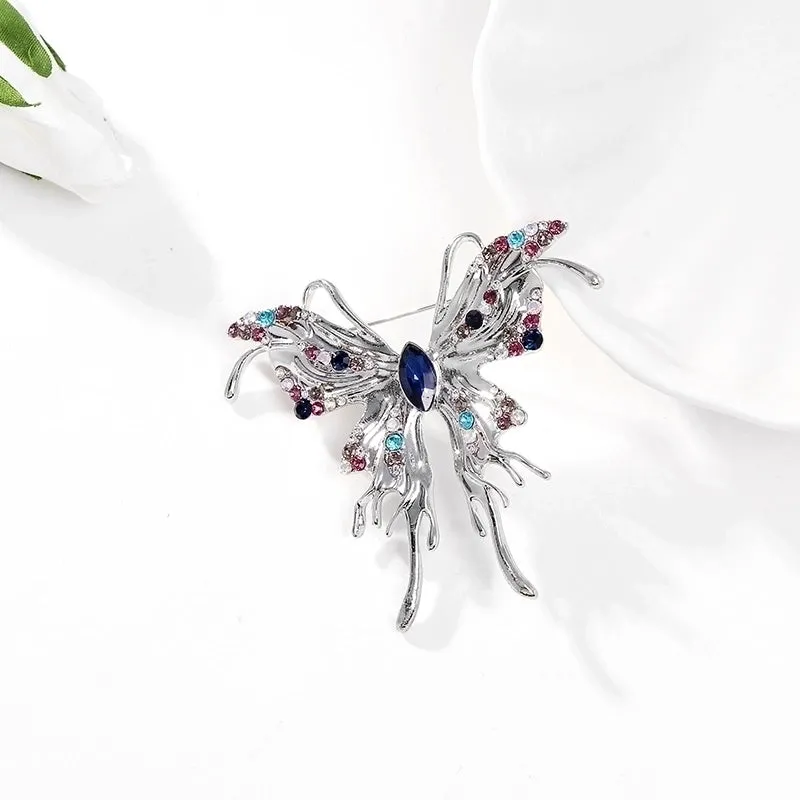 Fashion Butterfly Alloy Plating Inlay Artificial Rhinestones Women's Brooches 1 Piece