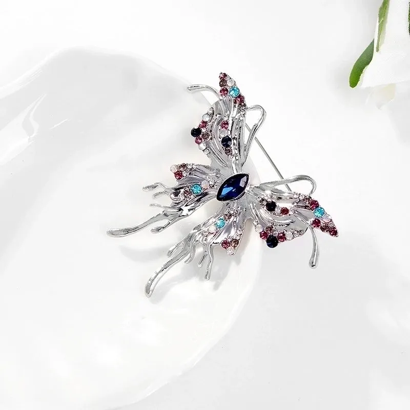 Fashion Butterfly Alloy Plating Inlay Artificial Rhinestones Women's Brooches 1 Piece
