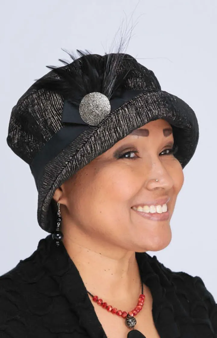 Feather Brooch - Silver & Black