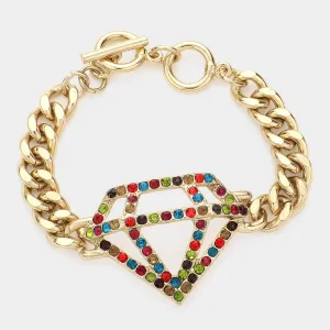iLLASPARKZ Diamond Shape Crystal Link Toggle Bracelet