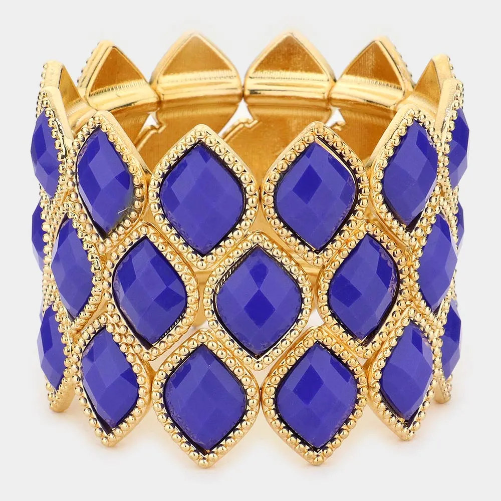 iLLASPARKZ Diamond Shaped Bead Cluster Stretch Bracelet