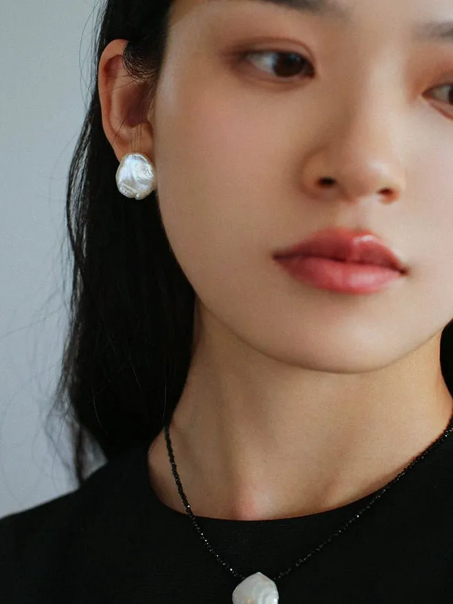 Large Petal Baroque Pearl Earrings