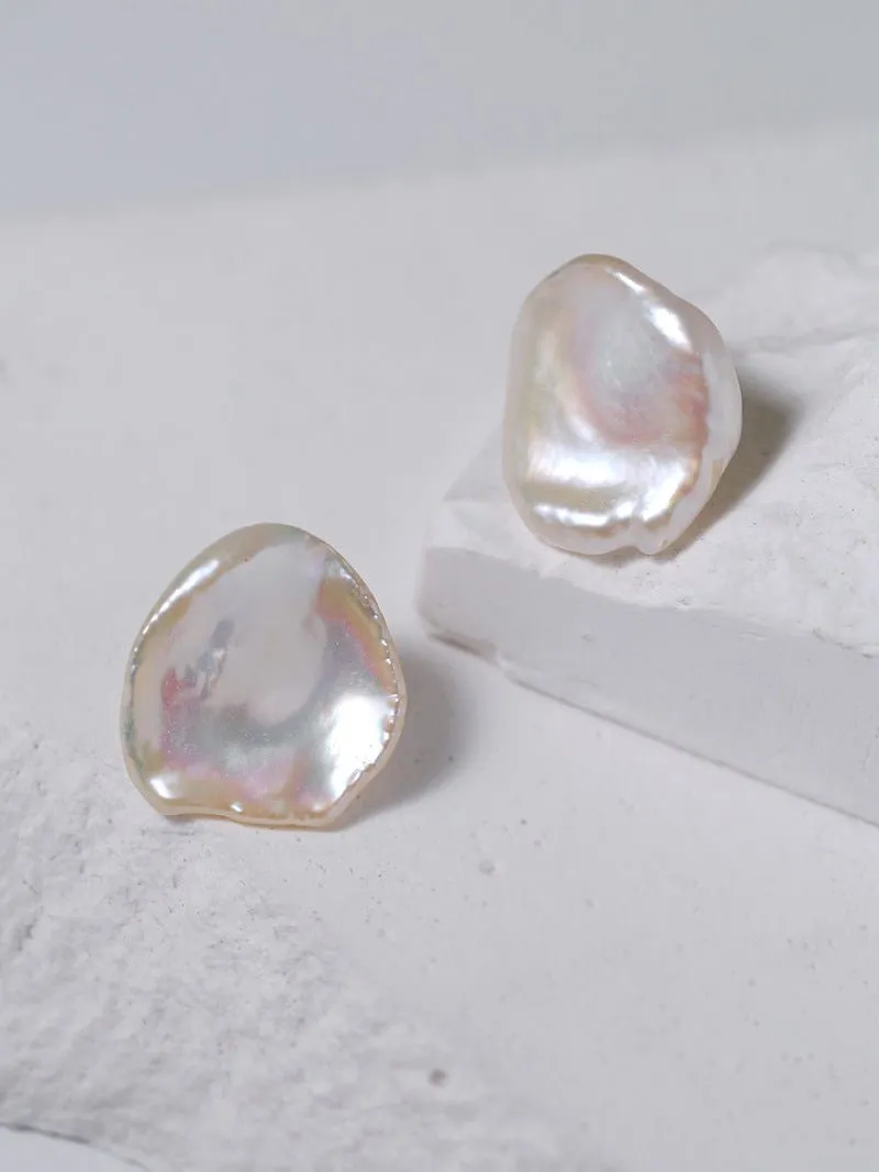 Large Petal Baroque Pearl Earrings