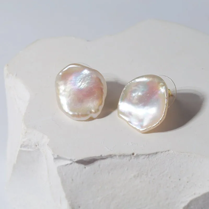Large Petal Baroque Pearl Earrings
