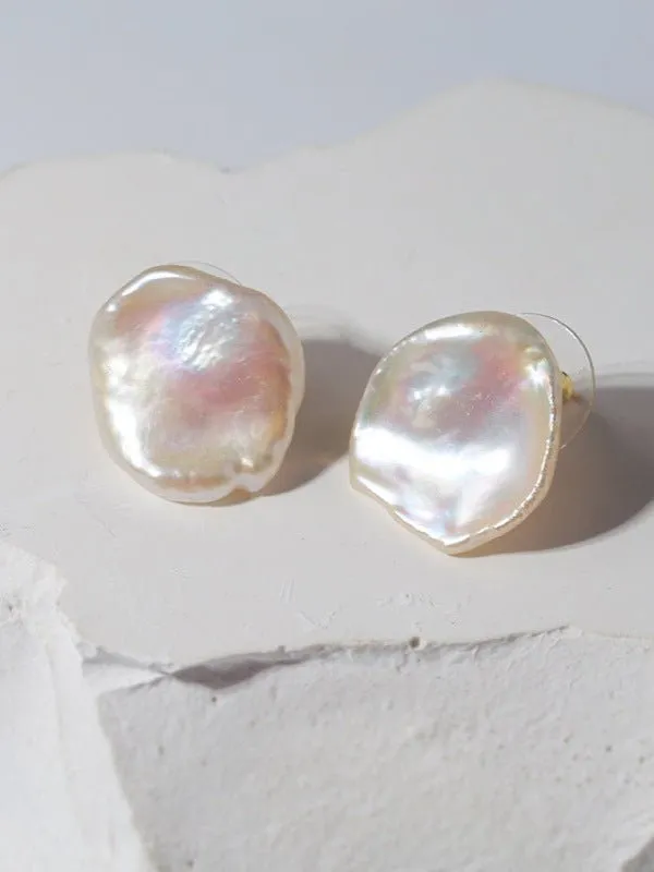 Large Petal Baroque Pearl Earrings