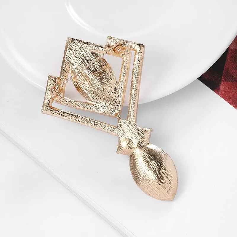Large Rhinestone Crystal Brooch Silver or Gold BR-07
