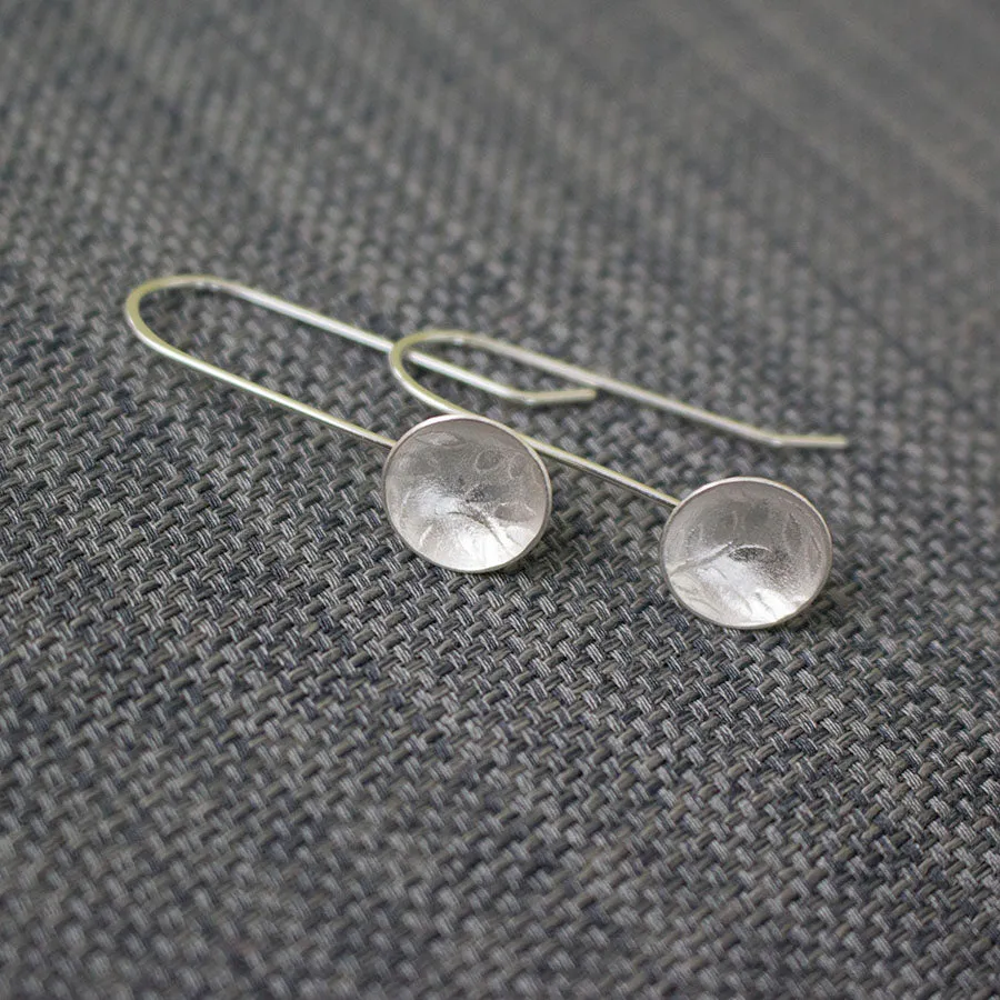 Leaf Cup Drop Silver Earrings