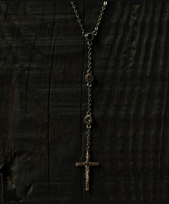 Lee Brennan design SMOKY QUARTZ   cross necklace