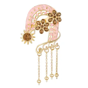 Meenakari Work Enamel Floral Design with Hanging Chain Shervani Brooch