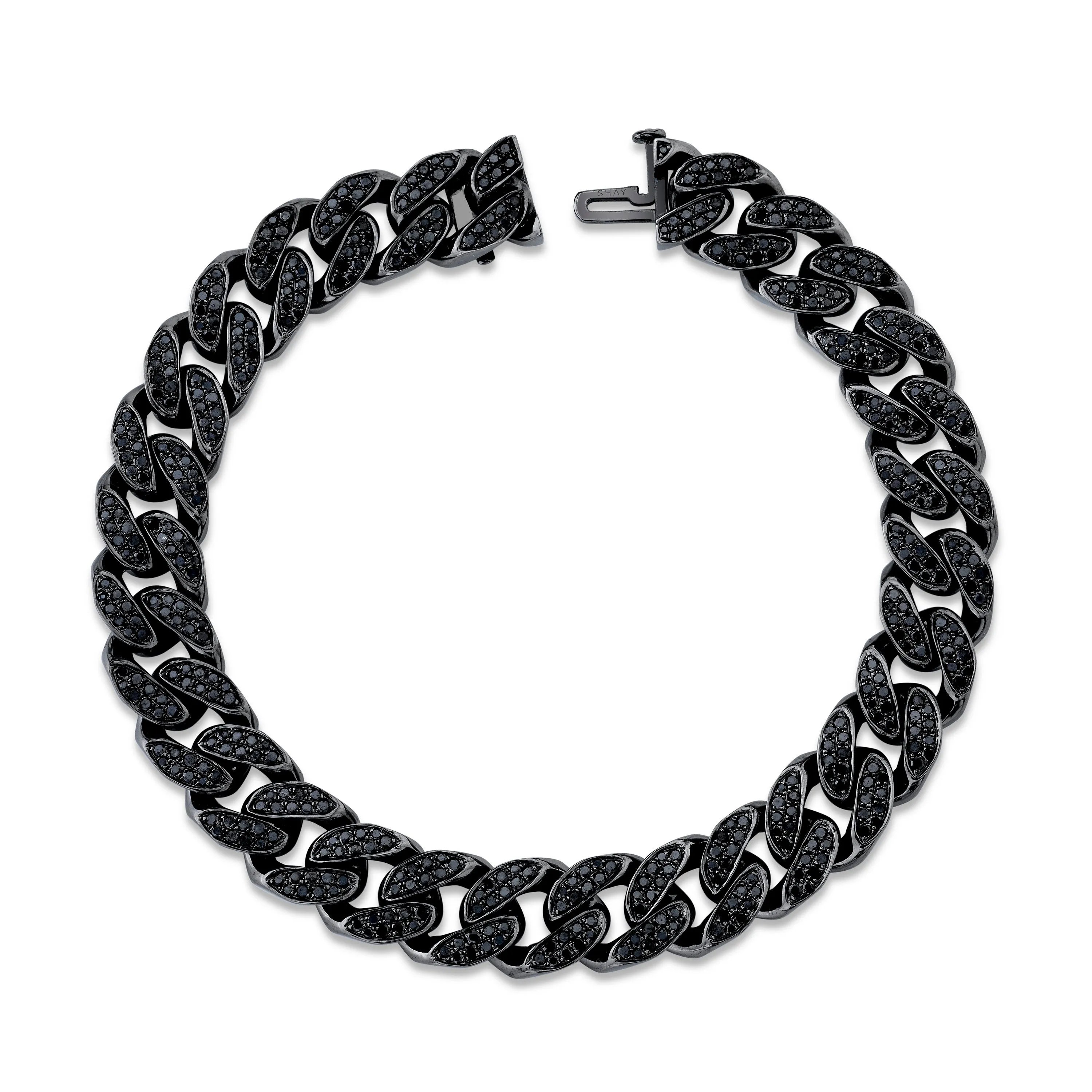 MEN'S BLACK DIAMOND FLAT ESSENTIAL LINK BRACELET