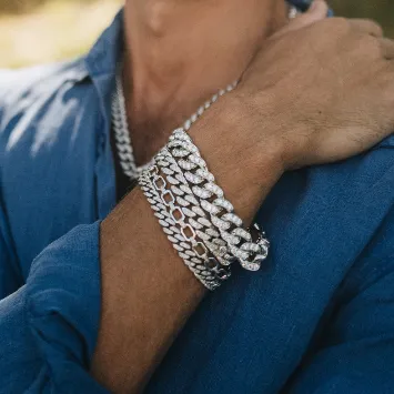 MEN'S BLACK DIAMOND FLAT ESSENTIAL LINK BRACELET