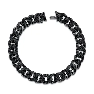 MEN'S BLACK DIAMOND FLAT ESSENTIAL LINK BRACELET