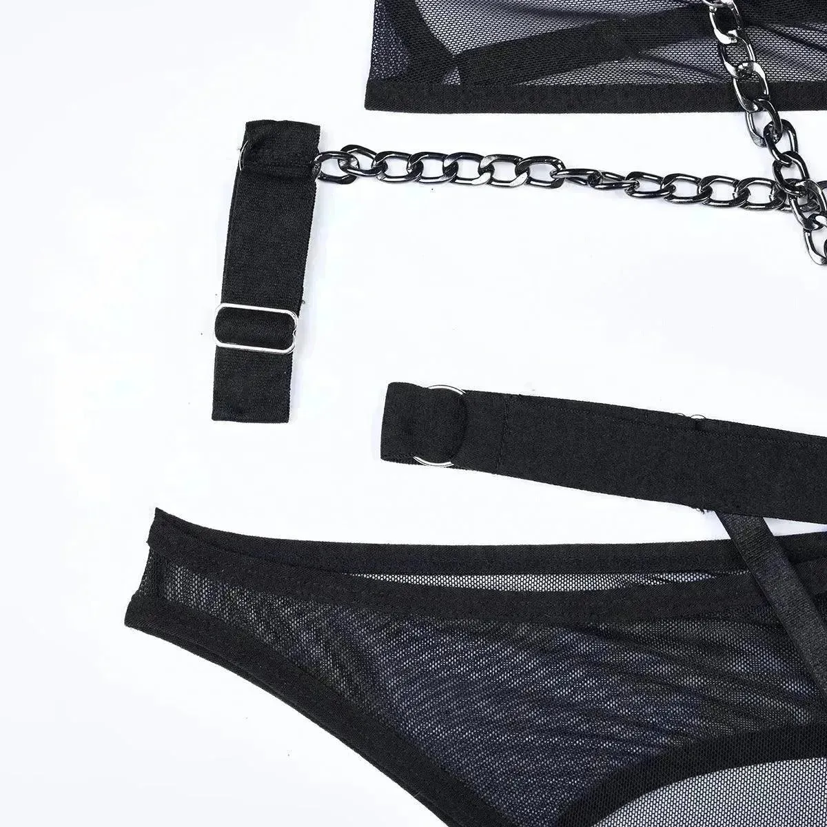 Mesh Erotic Lingerie With Bracelets