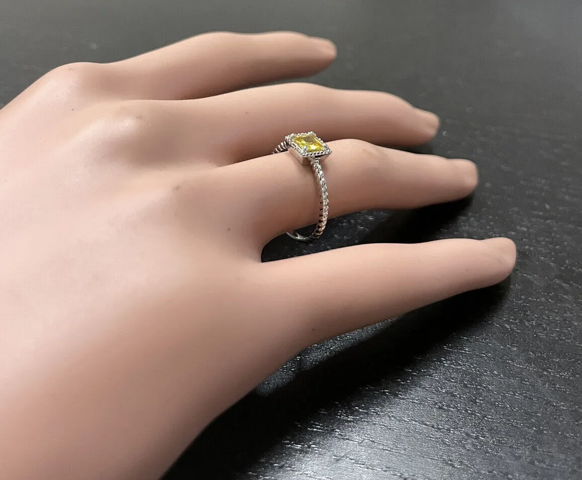 Natural Yellow Sapphire 14K Solid White Gold Ring