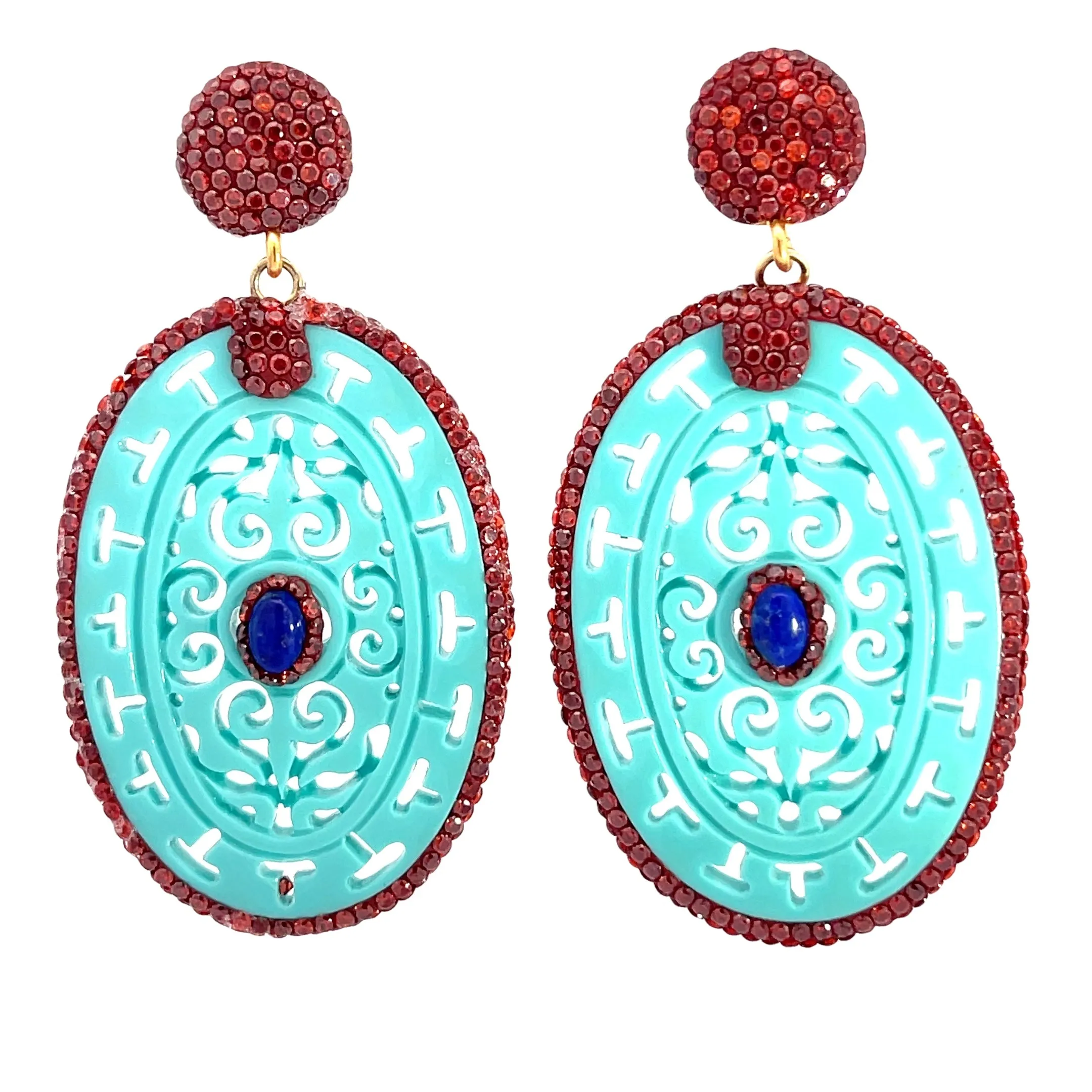 Oval Crystal 925 Sterling Silver Earrings